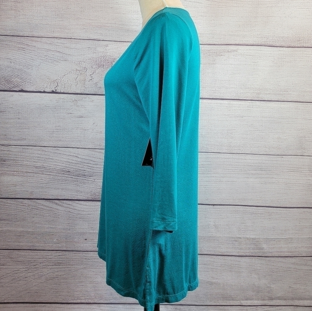 KIM Rogers 3/4 Sleeves Blouse Turquoise Size Small Petite - Picture 2 of 7